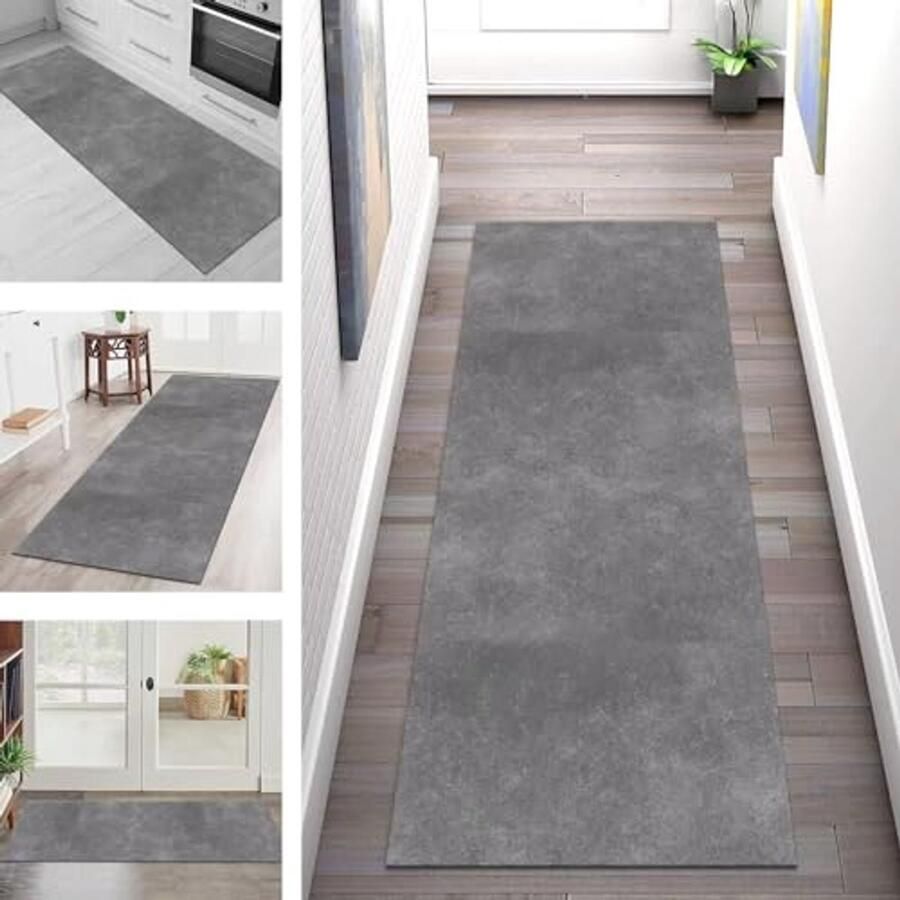 Anti-slip Tapijtloper Wasbaar voor Keuken Woonkamer en Slaapkamer 70x200CM Grijs 3D Modern