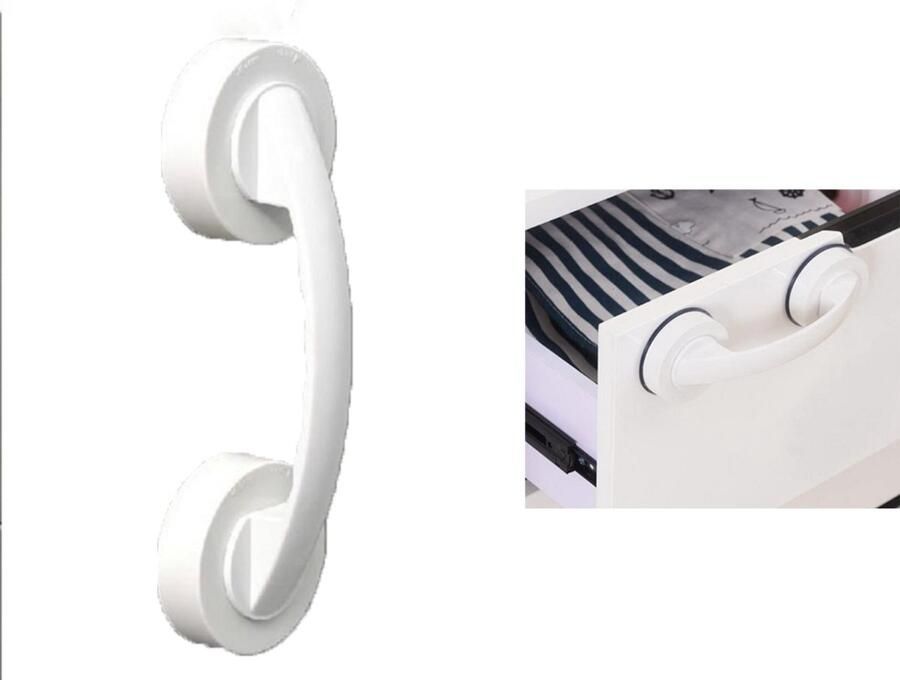 Anti Slip Zuig Handvat Handgreep met Zuignap Badkamer Veiligheidsgreep Helping Hand Handvat voor douche en toilet Verplaatsbaar Handig Hulpmiddel voor Kinderen en Ouderen Veiligheidsgreep 19.4cm wit