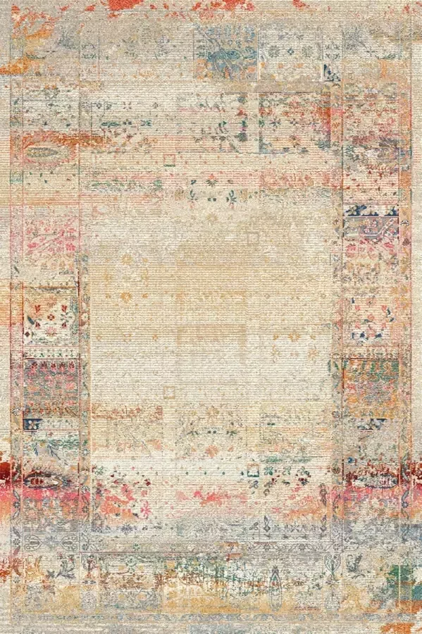 Antica Vloerkleed 160x230cm Wol Woonkamer Laagpolig Beige Vintage Licht