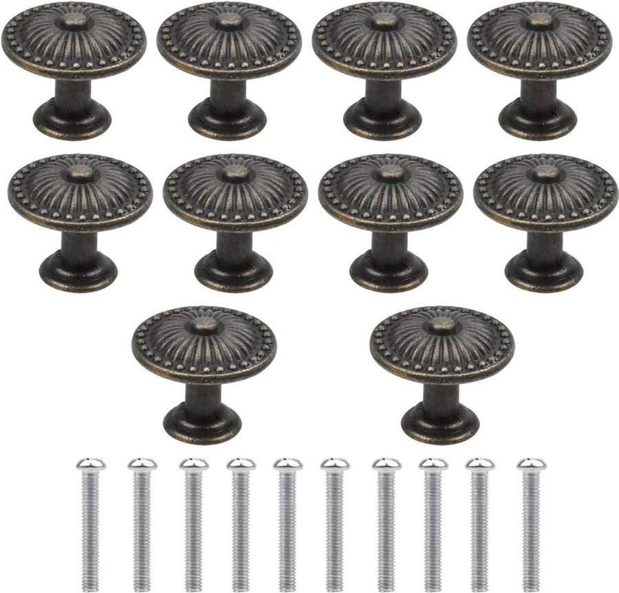 Antiek brons ronde kastknop 25 mm 10 stuks vintage ladeknop voor keukenkast retro bronzy lade trekhandvat hardware knoppen voor ladekasten