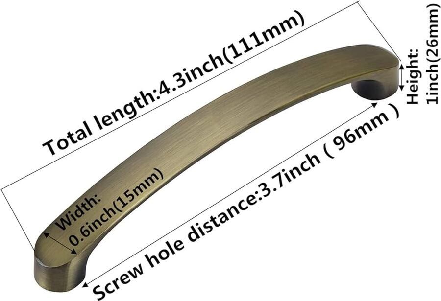 Antiek bronzen handgrepen 96mm set van 6 zink