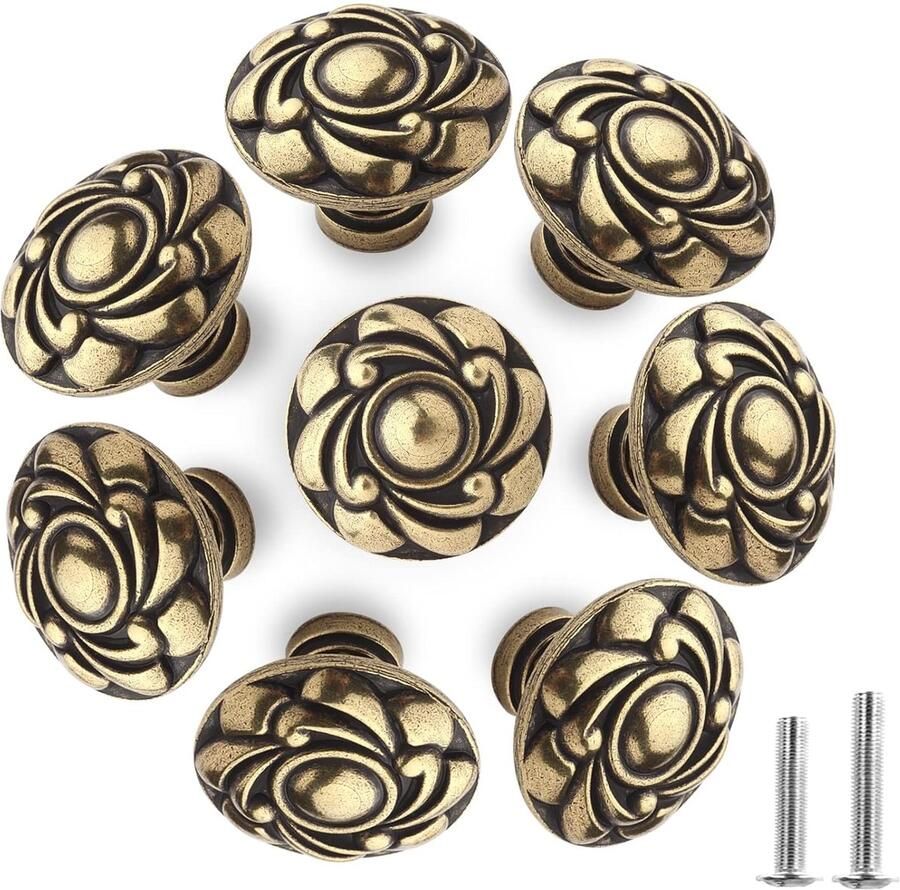 Antiek Bronzen Kastknoppen Vintage Chic Set van 8