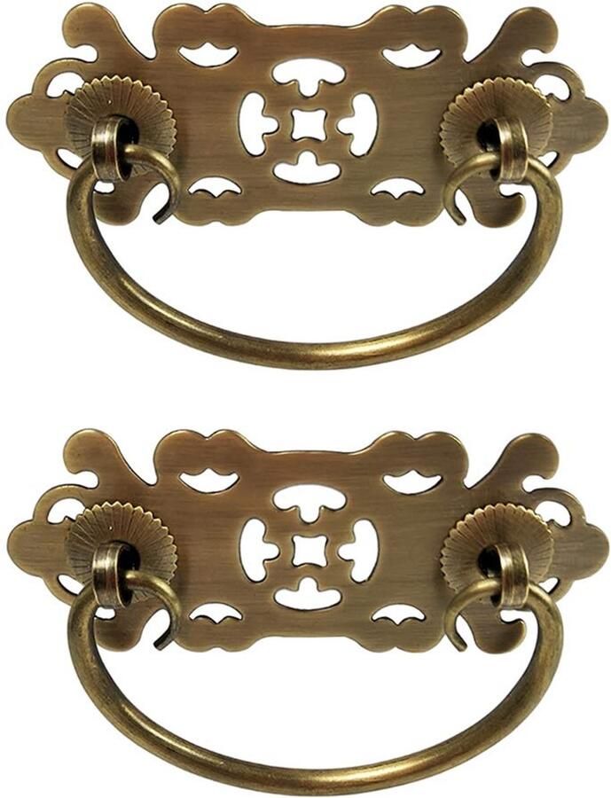 Antiek bronzen kasttrekken 2 stuks messing 25mm schroef