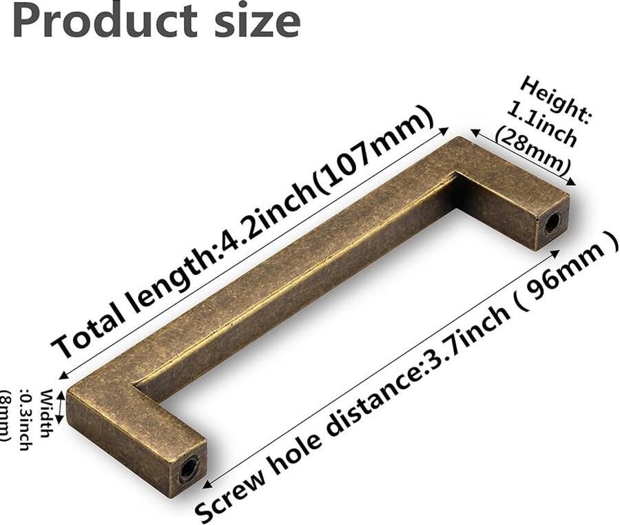 Antiek messing keukenkasthandvat set van 6 brons zink