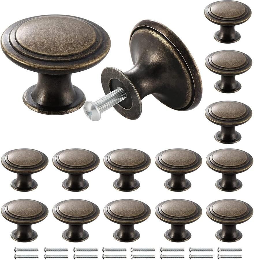 Antieke Bronzen Ladeknoppen Vintage Kastknoppen 16 Stuks 30 mm