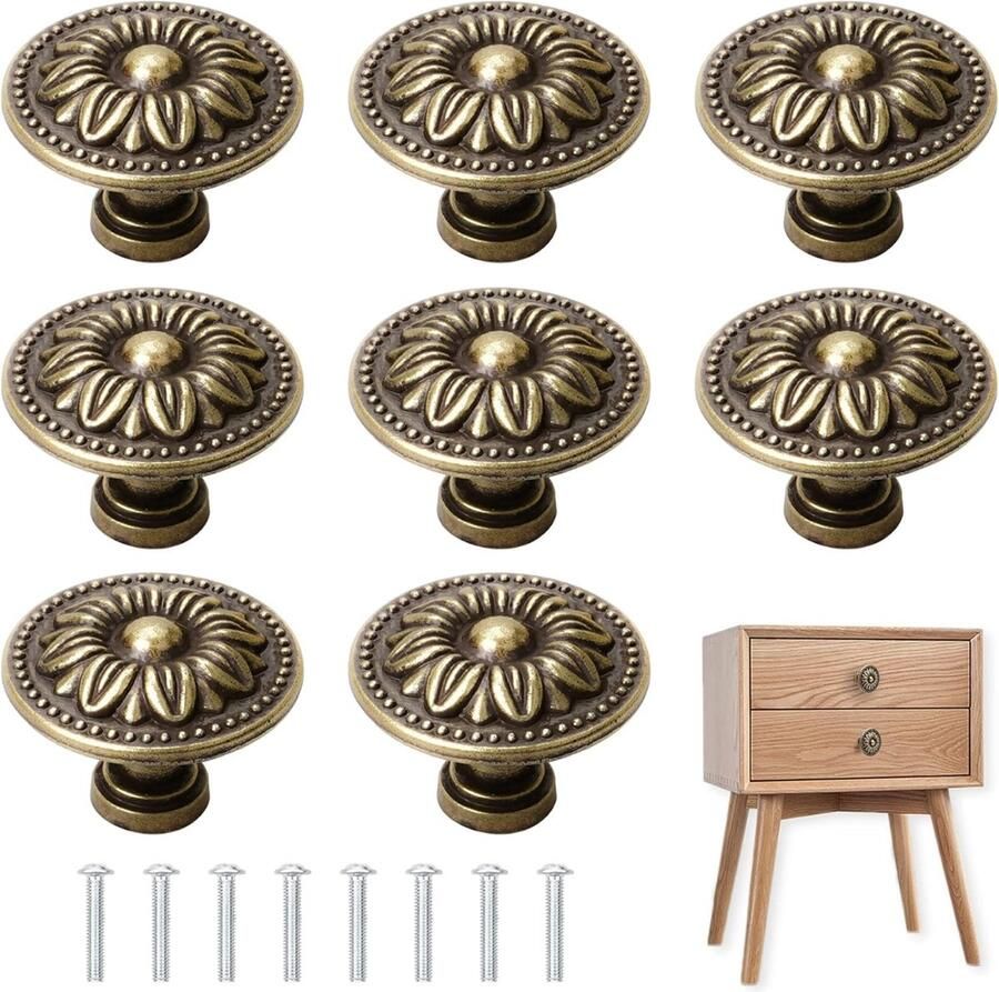 Antieke Bronzy Kast Knoppen Vintage Kast Handgrepen Retro Bronzen Lade Pull Knoppen Kast Meubels Hardware 30mm Diameter