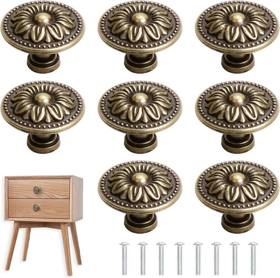 Antieke Bronzy Kast Knoppen Vintage Kast Handgrepen Retro Bronzen Lade Pull Knoppen Kast Meubels Hardware 30mm Diameter