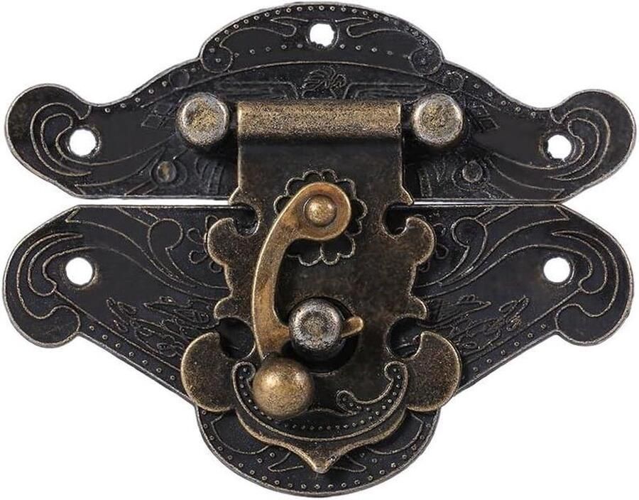 Antieke Embossing Klink Hasp Klink Slot Houten Case Kleine Doos Hardware Gegraveerde Ontwerpen Scharnieren Klink Met Schroeven Voor Hout Lade Sieraden Doos Case Kast XXS