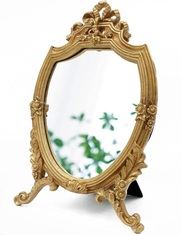 Antieke gouden hars frame decoratieve wandspiegel met make-up spiegel voor slaapkamer woonkamer dressoir decor 82 W x 13 L inch