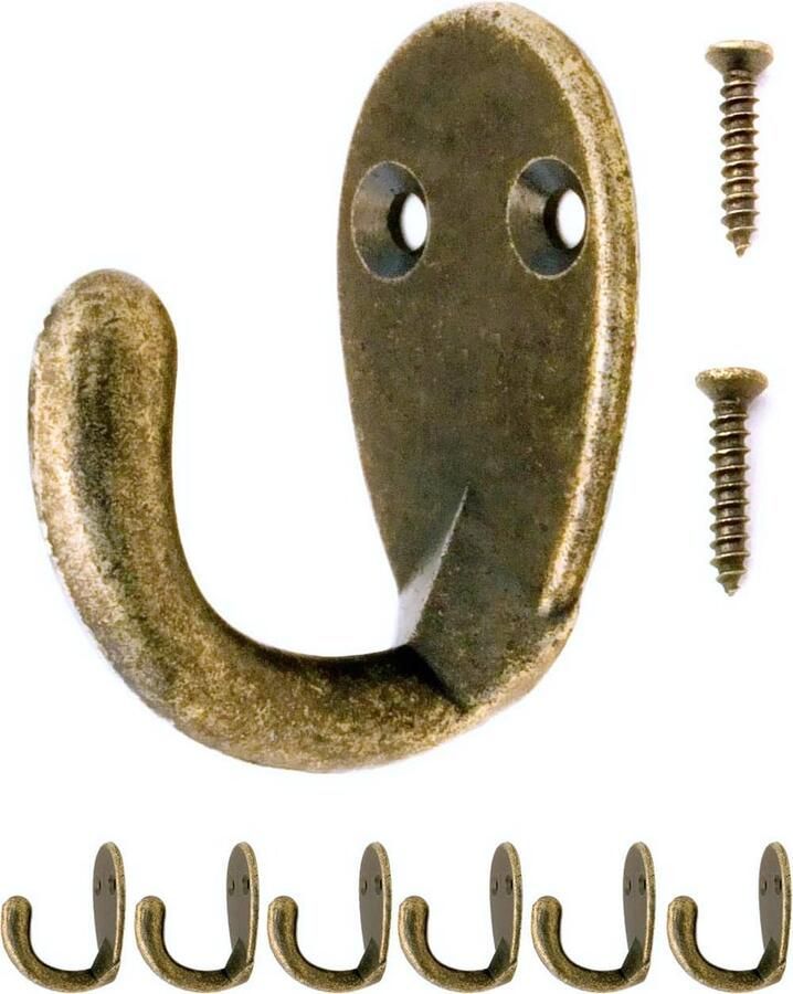 Antieke haken. Garderobehaken Handdoekhaken Kledinghaken IJzeren Haken Messing Brons Design Vintage Landhuis Retro Ovaal Set van 6