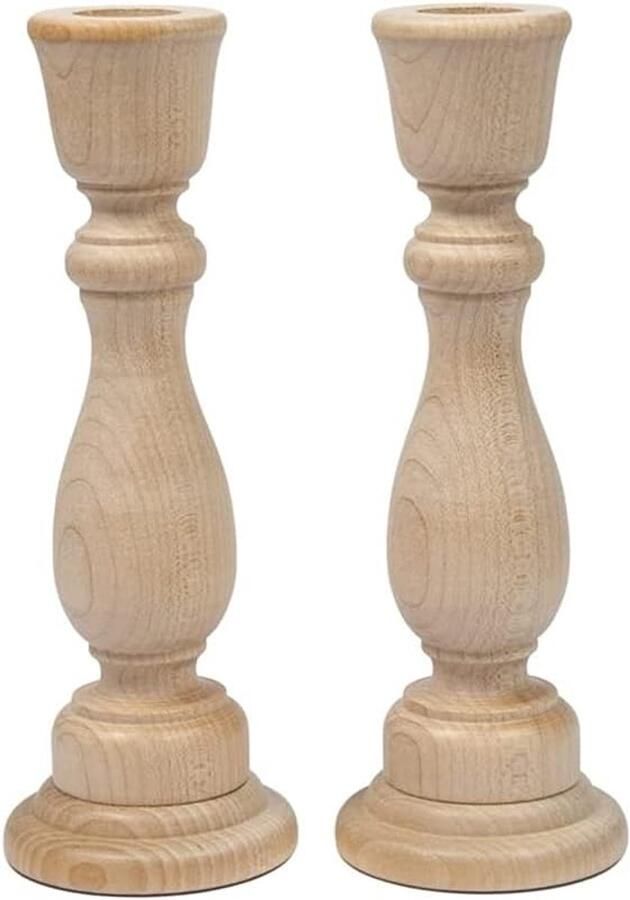 Antieke houten kandelaar 17 x 6 x 2 cm Vintage bruine kaarsenhouder voor eettafel en decoratie