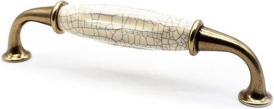 Antieke knoppen en handgrepen 144 * 35mm Zink-Aluminium en Porselein Handvat voor keukengrepen Kastgrepen Ladegrepen Meubelgrepen