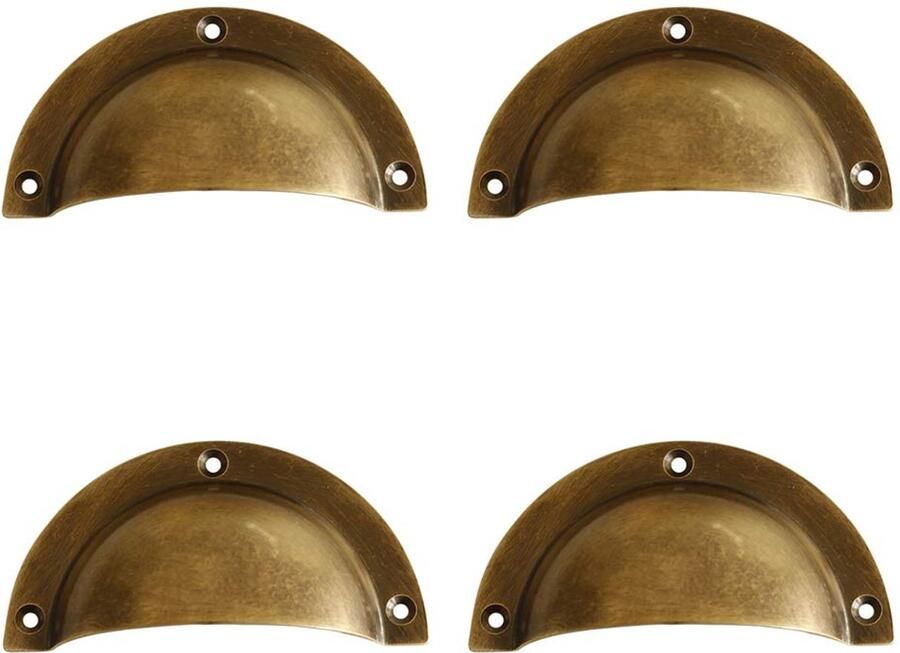 Antieke koperen bekerset vintage design 4 stuks stijlvolle decoratie