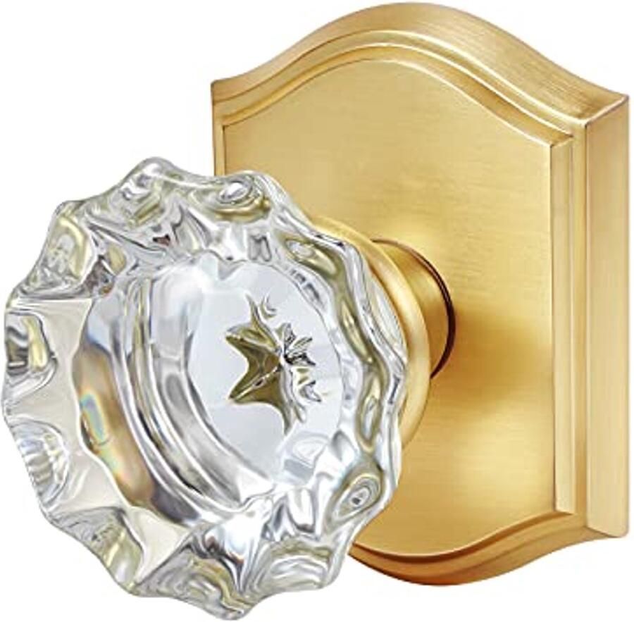 Antieke kristallen deurknoppen voor interieur en kasten satijn messing afwerking