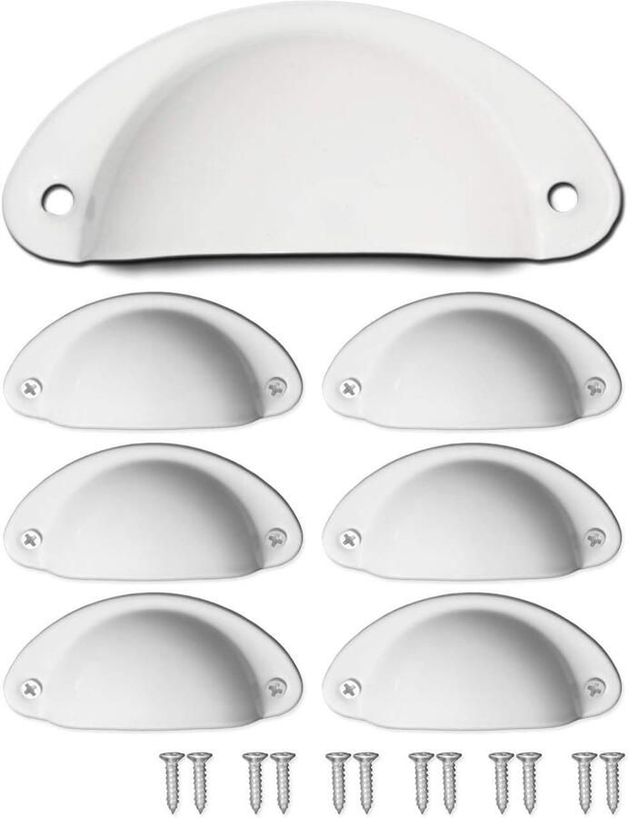 Antieke ladegrepen retro design 6 stuks wit geschikt voor commodes