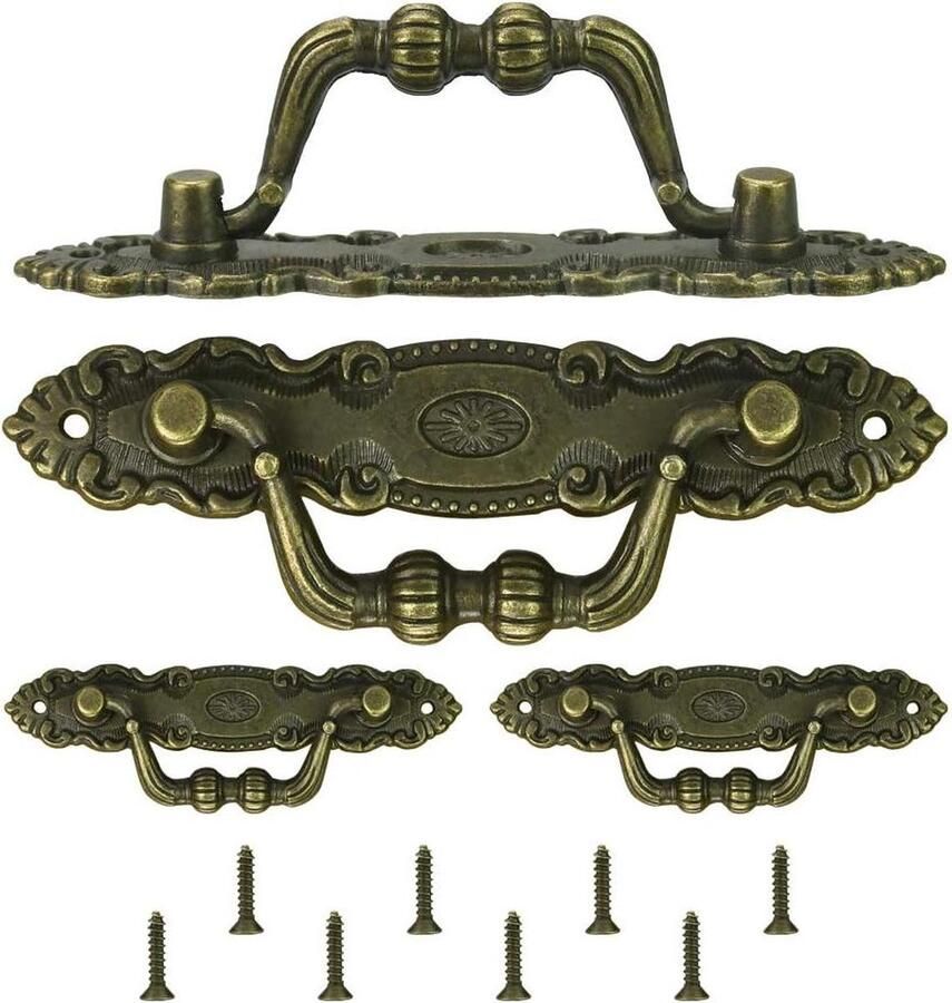 Antieke ladegrepen set van 4 stuks vintage klassieke brons meubelgrepen zinklegering inclusief 8 M2-schroeven cabinet handle black