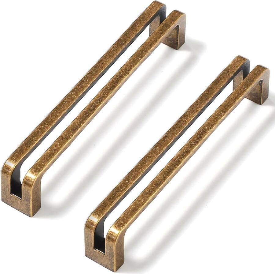 Allecto Plus Set van 6 Antieke Messing Kast Trekt 128mm Gat Centers Keuken Kast Handgrepen van Zinklegering Vintage Lade Pulls met Gratis Montagemateriaal