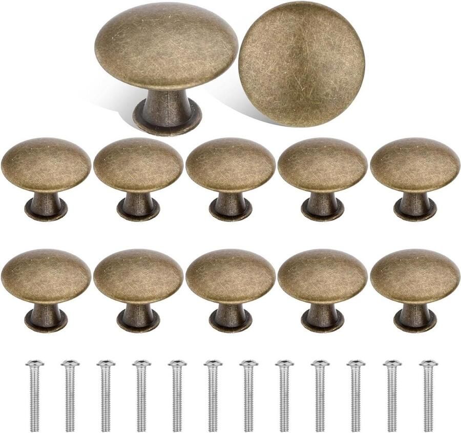 Antieke messing kastknoppen Set van 12 retro vintage ladeknoppen met schroeven