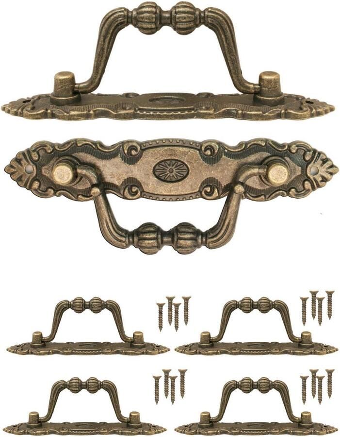 Antieke meubelgrepen vintage design set van 4 antiek brons