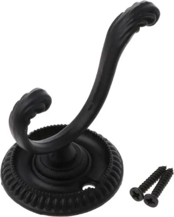 Antieke Wandhaken Vintage Kapstokhaken Dubbele Haak Retro Wandhaak Muurhangers Ophanghaken Jashaken Wandmontage Wall Mounted Wall Hook Zwart Black