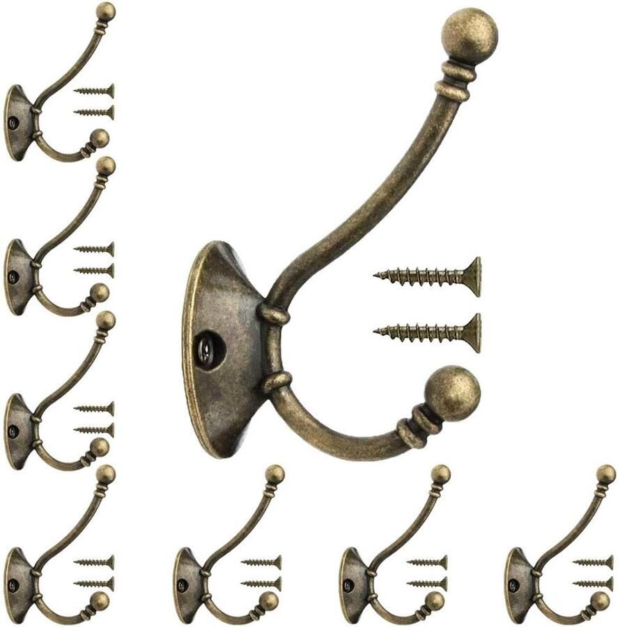 Antieke Wandkapstok Haken 8 Stuks Retro Messing Kleding Haken voor Badkamer en Keuken