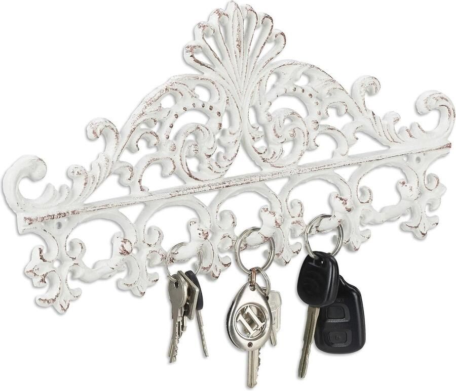 Antieke Wandkapstok met 5 Haken Gietijzeren Muurkapstok voor Sleutels en Jassen