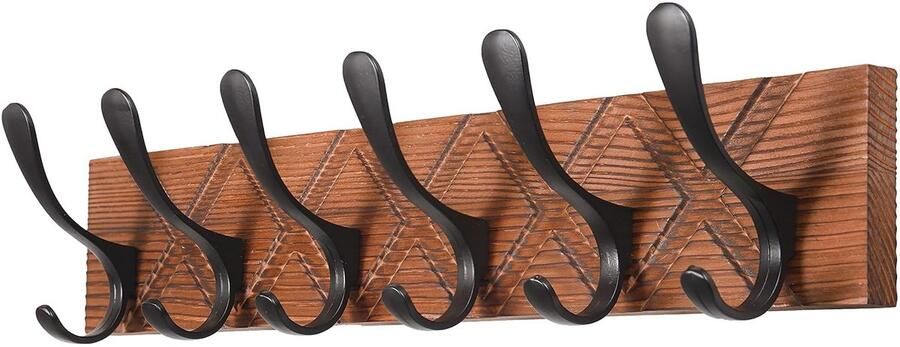 Houten kapstokhaken Scandi-stijl set van 6 wit hout