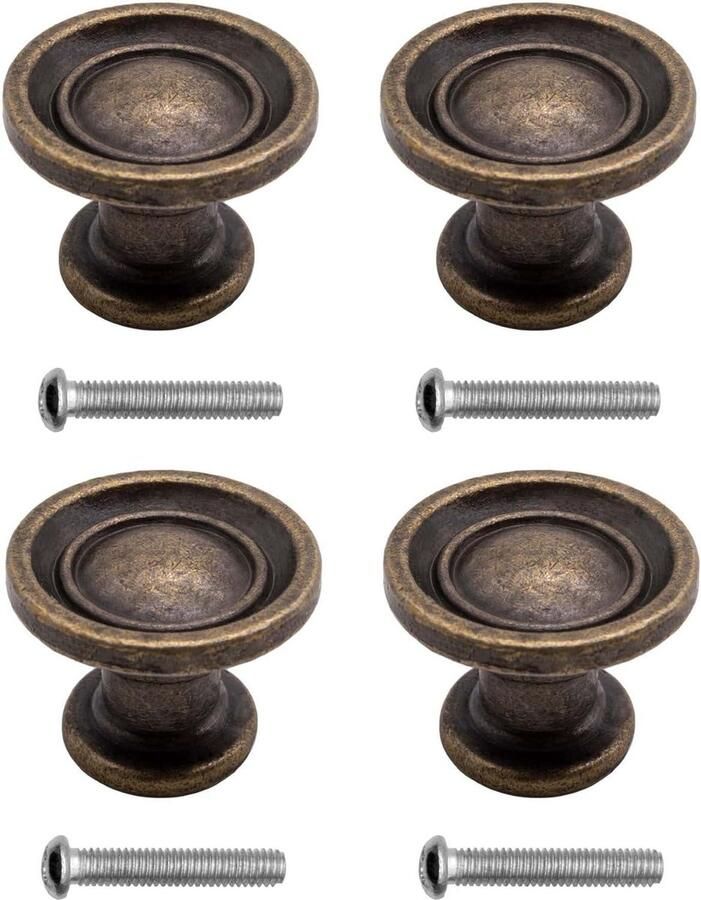 Antique Furniture Handles Drawer Knobs Country House Vintage Design Bronze Iron Brass Furniture Cabinets Chest of Drawers Kitchen Buffet 29 x 19 mm Set of 4