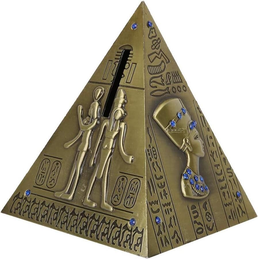 Antique Pyramid Model Money Bank Delicate Bronze Metal Egyptian Pyramid Statue Ornament voor Home Office Decor & Spaarpot
