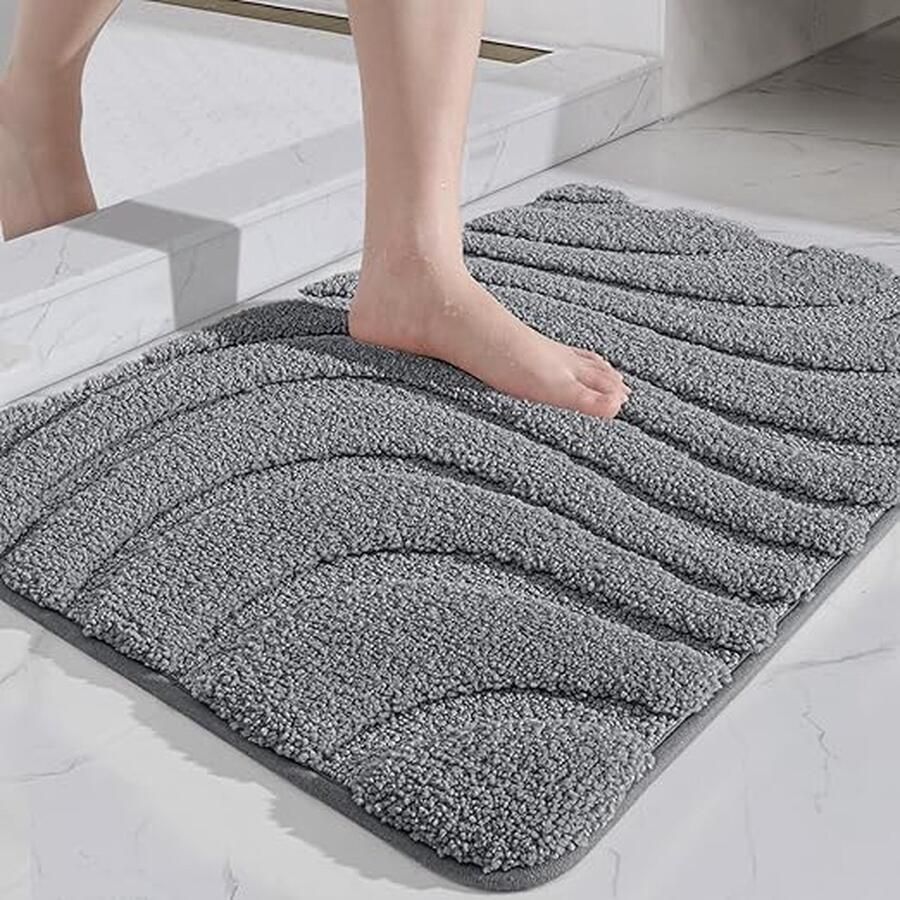 Antislip badmat 40 x 60 cm ultrazachte absorberende badmat voor badkuip douche en badkamer donkergrijs