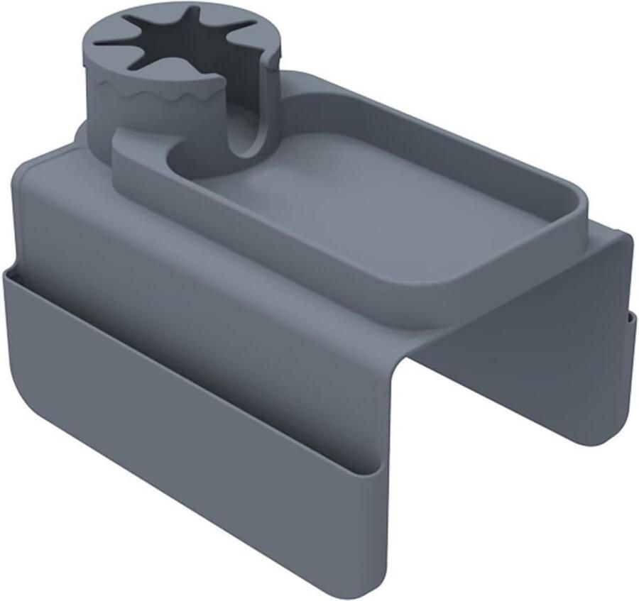 VHV Antislip bankarmsteunlade en bekerhouder organizer voor bankarmsteunen met 4 vakken voor tijdschriften tablets telefoons koffiekopjes grijs