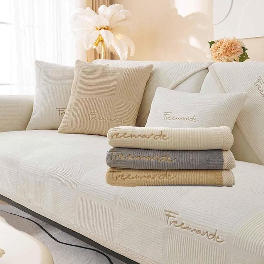 Antislip Bankhoes voor L-vormige Banken Bescherming tegen Dierenharen en Stof Geschikt voor 1 2 3 4-zits Hoekbanken Maat A-90 x 90 cm