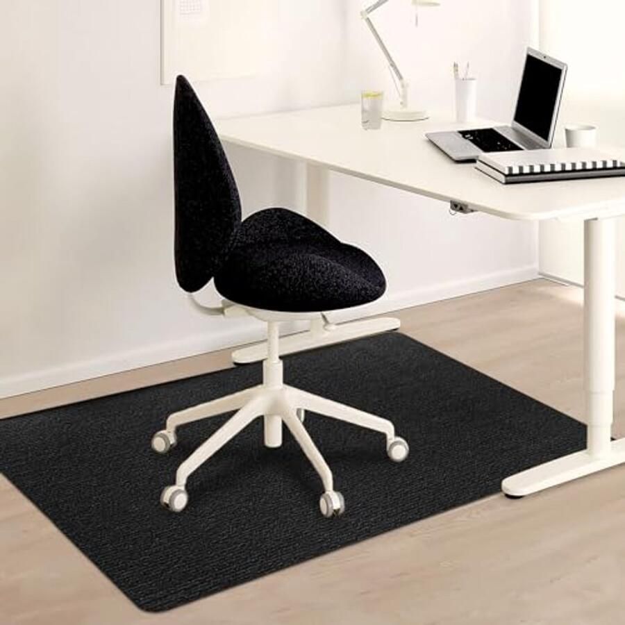Antislip bureaustoelmat 120x90 cm voor hardhouten vloeren Zelfklevende PVC vloerbeschermer voor kantoor en thuis (zwart)