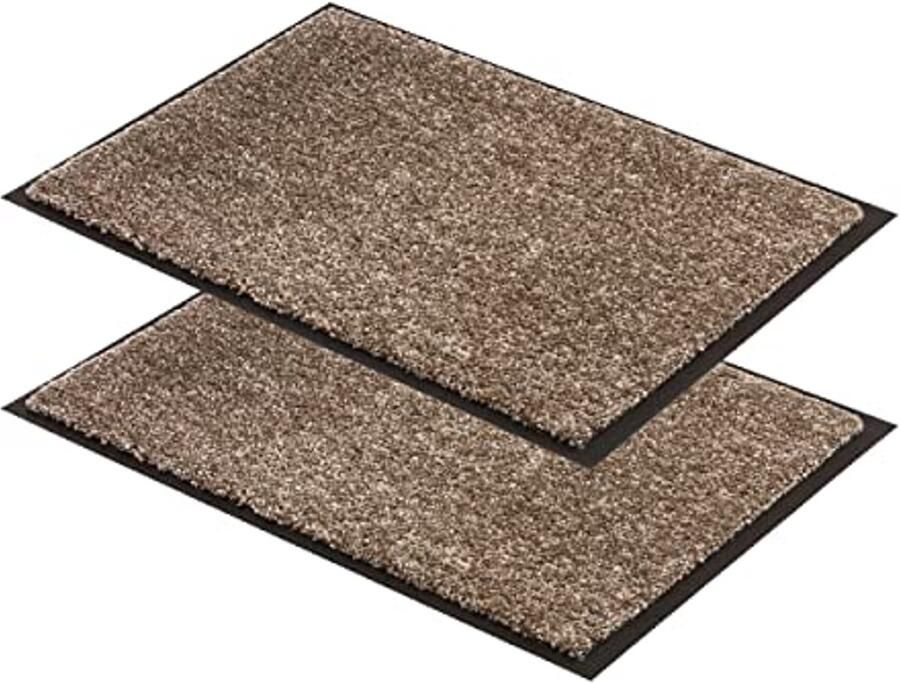 Antislip Deurmat Slijtvaste Vuilfangmat Schoonloopmat voor Binnen Vloerkleed Taupe 40x60 cm Set van 2
