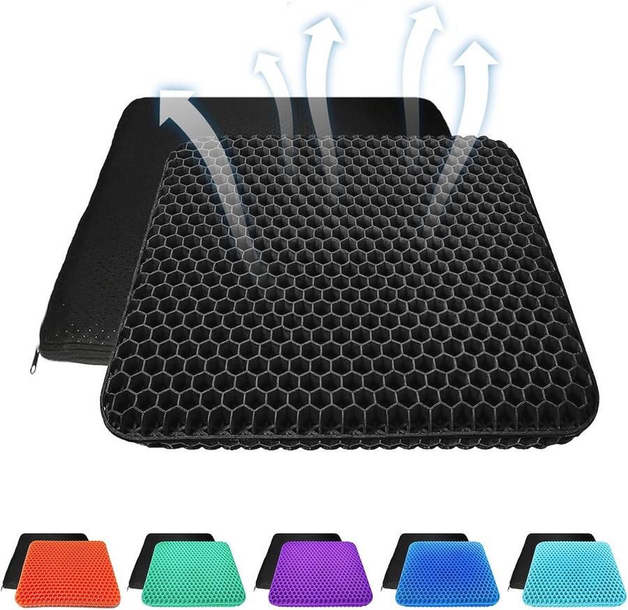 Antislip Gel Zitkussen met Honingraatdesign Ademend Stoelkussen voor Auto Bureaustoel en Rolstoel