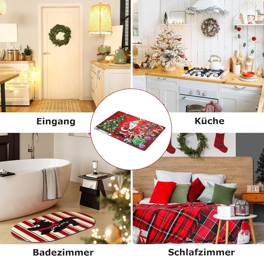 Antislip Kersttapijt Rood 50 x 80 cm