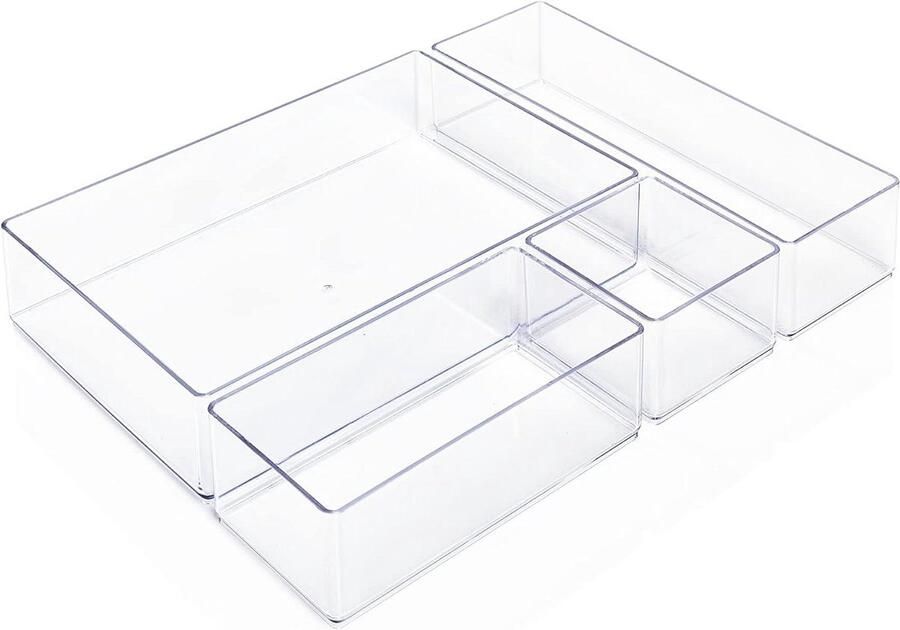 Antislip Laden (Transparant) Lade-organizer voor Make-up Cosmetica Kaptafel Kantoor Badkamer Keuken (4 stuks)