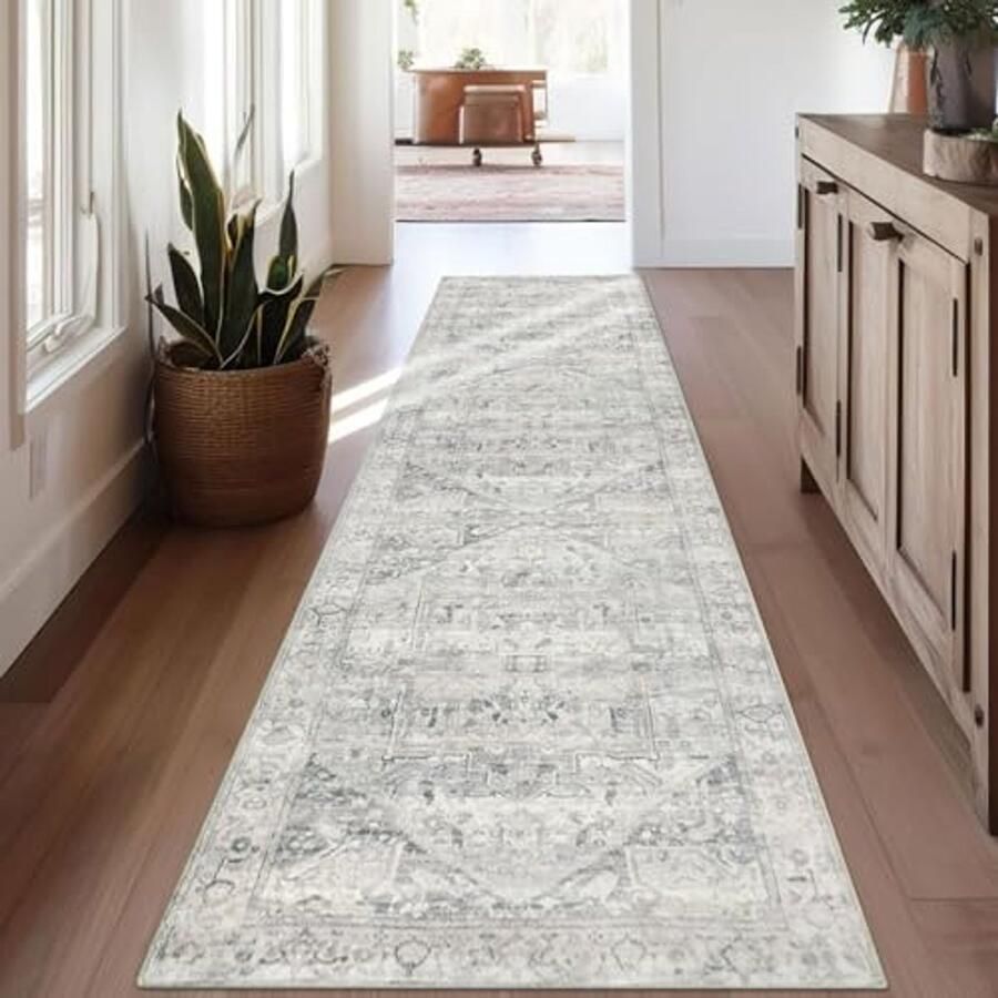 Antislip Loper Tapijt 65x240cm Grijs Beige voor Hal en Entree