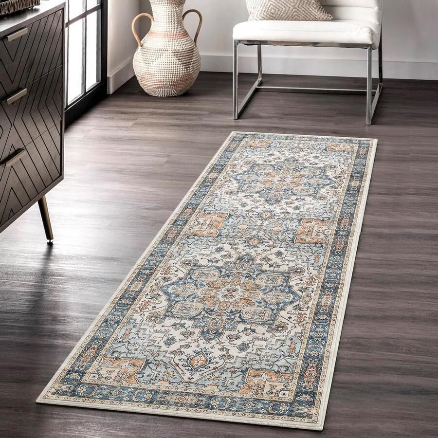 Antislip Loper Vloerkleed Wasbaar en Zacht 60 x 180 cm Blauw