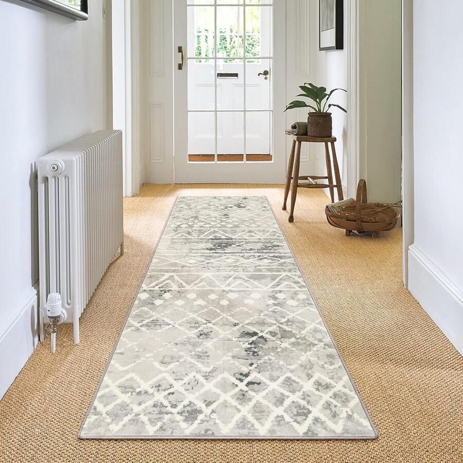 Antislip loper voor de gang wasbaar 1 stuk grijs microvezel 60 x 240 cm