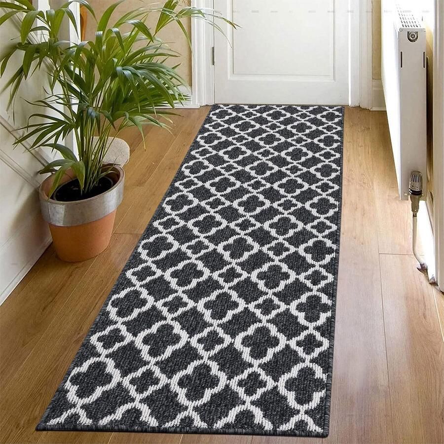 Antislip Loper voor Gang Wasbaar en Praktisch 1 stuk Zwart 50 x 150 cm