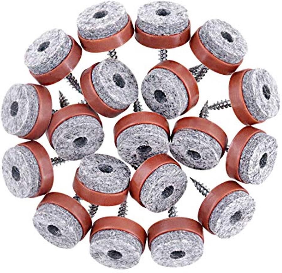 Antislip Meubelpads met Schroef 20 mm 52 Stuks Bruin Vloerbeschermer voor Houten Meubels