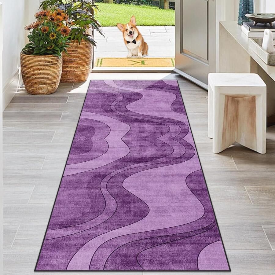 Antislip Rechthoekig Gangtapijt Machinewasbaar Vloerkleed voor Keuken Badkamer en Woonkamer Modern Geometrisch Design 50 x 150 cm