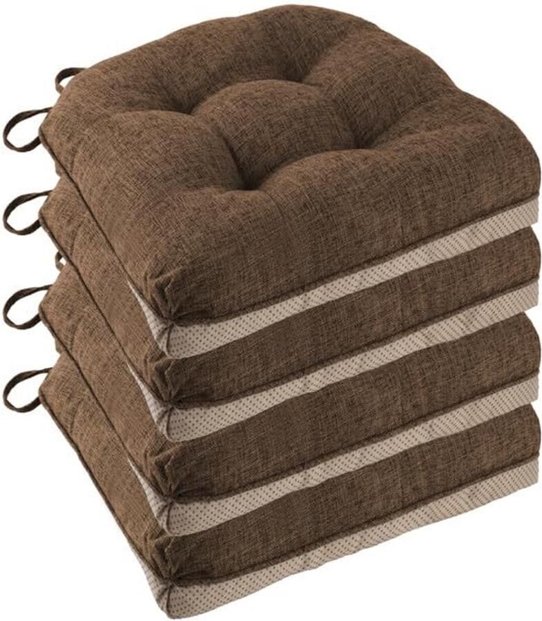 Antislip Stoelkussens voor Eetkamerstoelen Set van 4 Comfortabel en Ademend Koffiebruin 45 7 x 45 7 x 7 6 cm