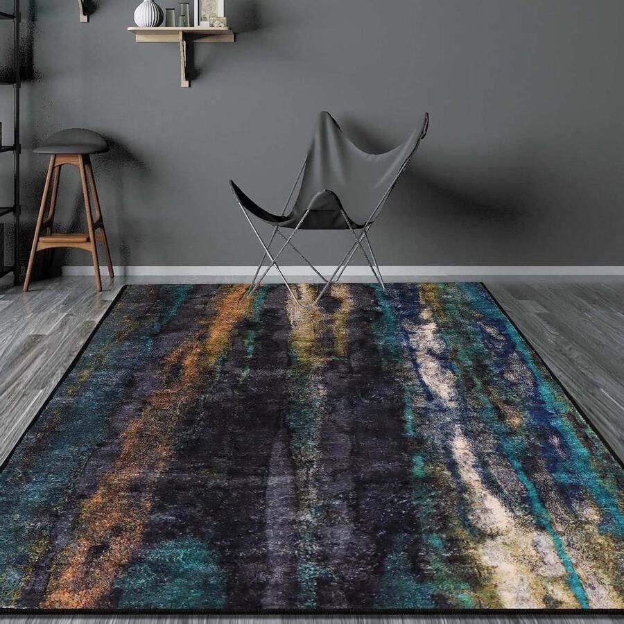 Antislip tapijt vloerkleed 120 x 160 cm donkergroen abstract Grote woondecoratie voor woonkamer slaapkamer gang kantoor