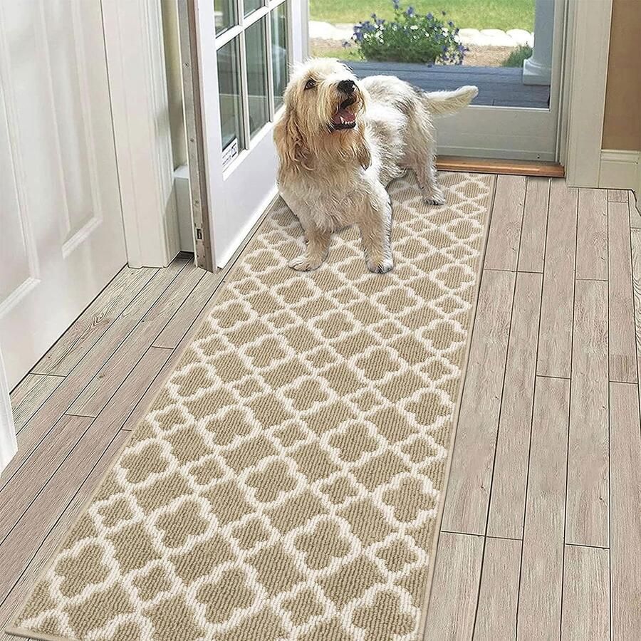 Antislip tapijtloper voor hal beige 60 x 180 cm