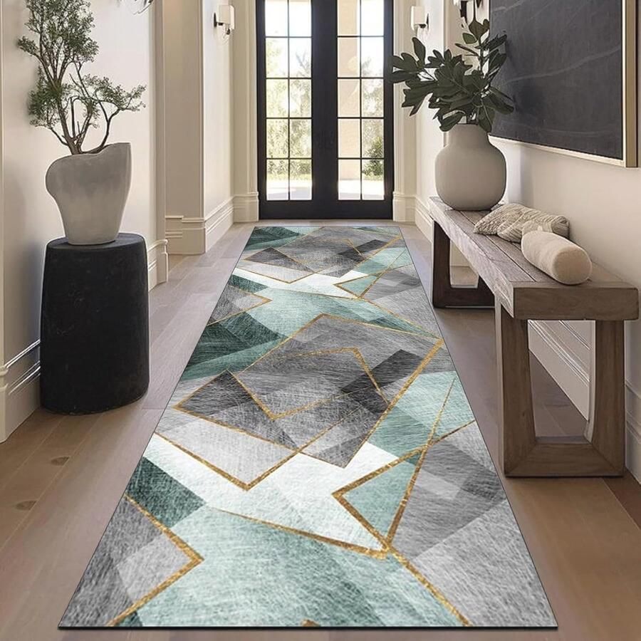 Antislip Vloerkleed 50 x 150 cm Wasbaar Duurzaam en Vuilafstotend Modern voor Keuken Hal en Woonkamer