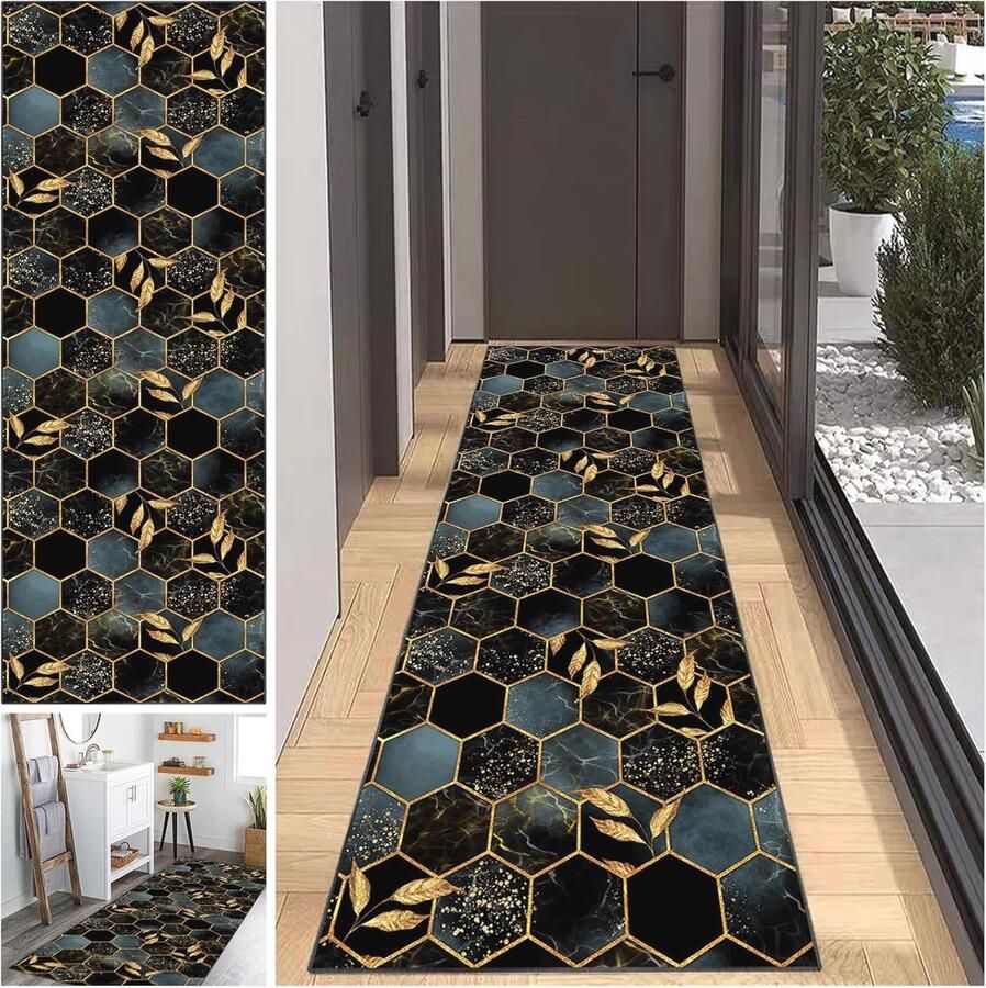 Antislip Vloerkleed 50 x 150 cm Wasbaar en Waterabsorberend voor Hal en Keuken