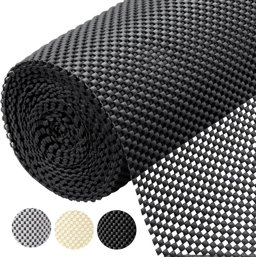 Antislipmat voor Kasten en Lades Antislip grip duurzaam Antislipmatten Voor Dienblad Vloer keukenkastjes opbergruimte bureaus keukengerei servies 30 x 600 cm Zwart