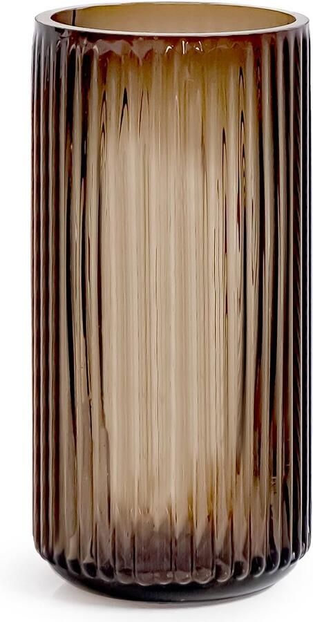 Aoderun geribbelde glazen vaas 25 cm voor woonkamer eetkamer salontafel keuken kantoor en plank Bruiloftsfeestdecoratie